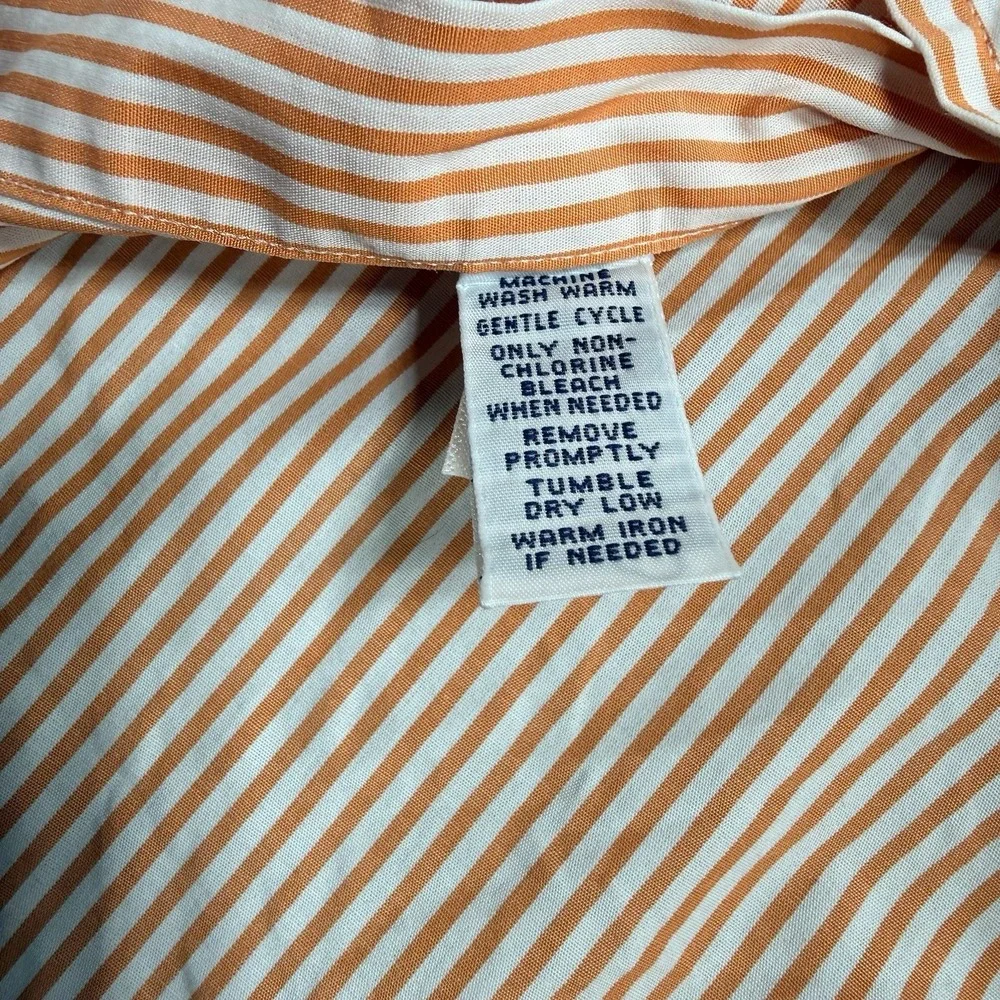 Ralph Lauren Custom Fit Mens Large Short Sleeve Striped Button Down Shirt Orange